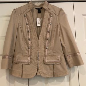 White House Black Market Beige Ruffled Jacket NWT